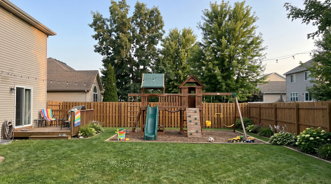 Superhero before and after — real backyard transformed with AI